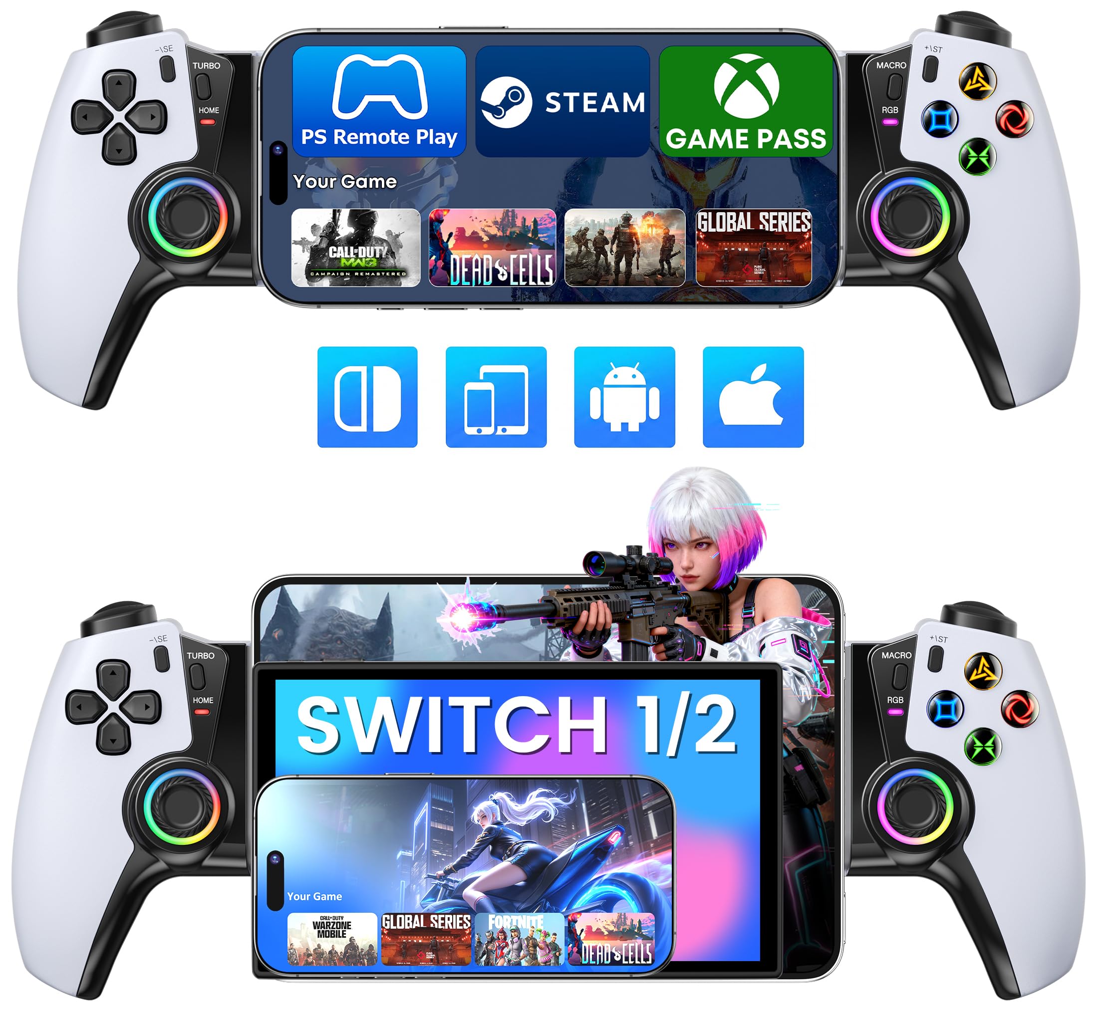 Amazon.co.jp: Elekasumi スマホコントローラー【Switch1/2/OLED